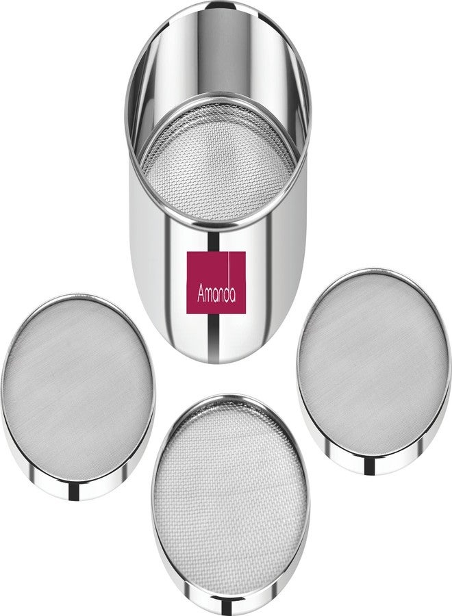 Amanda Stainless Steel 4 in 1 Interchangeable Sieves | Premium 304 Quality Stainless Steel| Size - 8 (Diameter - 19cms) | Atta, Wheat, Rice & Maida Chalni | (Size 9(Diameter - 21cms)) - Image 1